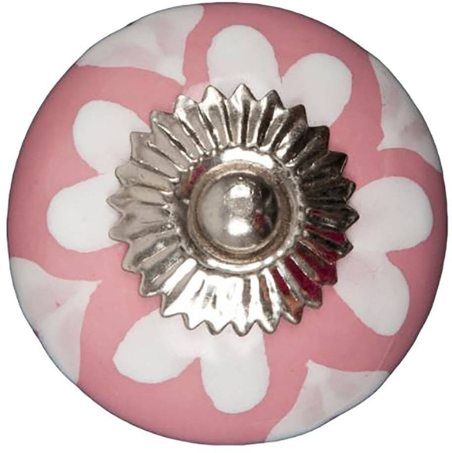 Furniture knob 40mm pink white hearts