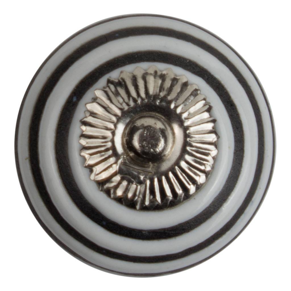 Furniture knob 40mm white, black stripes