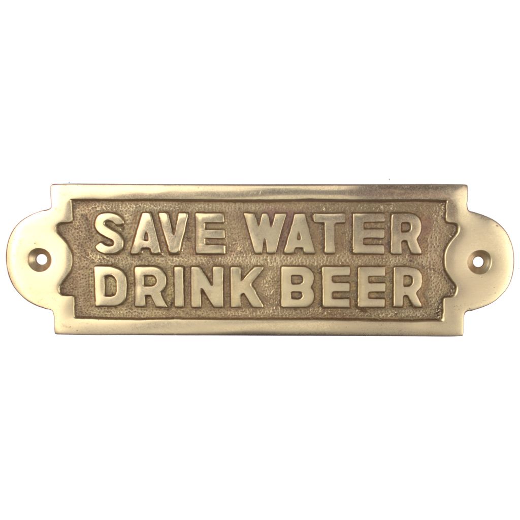 Tekstbordje "Save Water Drink Beer" 215x55mm - Decoratieve Eyecatcher