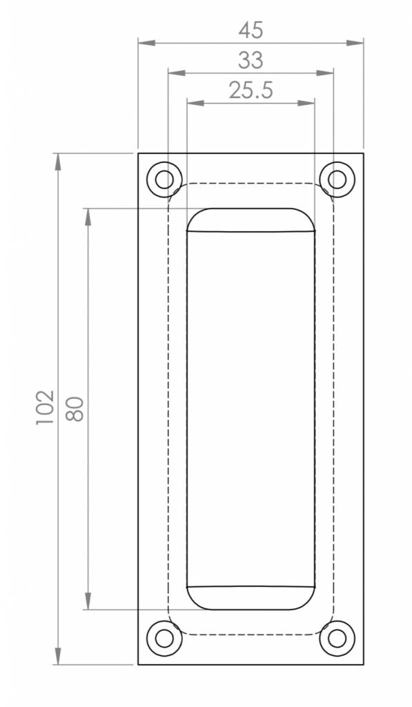 Recessed Rectangular Handle for Sliding Doors - Various Colors