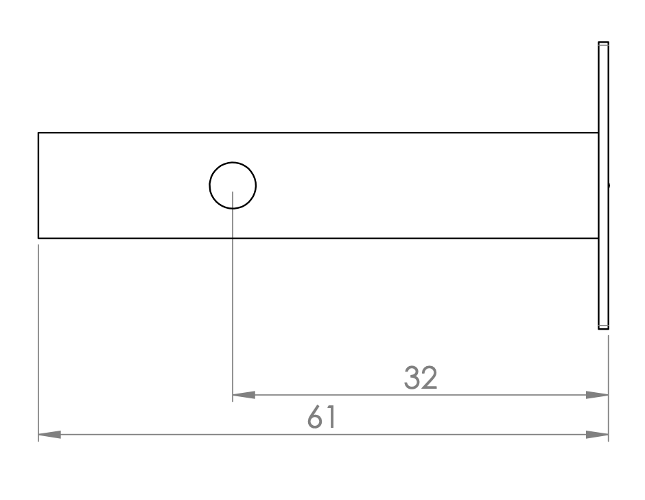 Insteekgrendel zwart gelakt 61mm