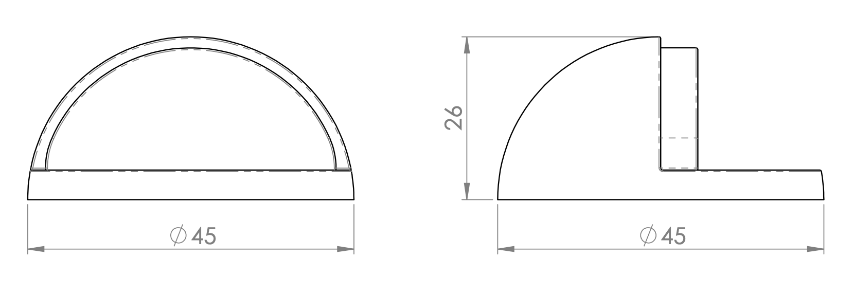 Half Round Door Stopper with Rubber Bumper - Protection and Style