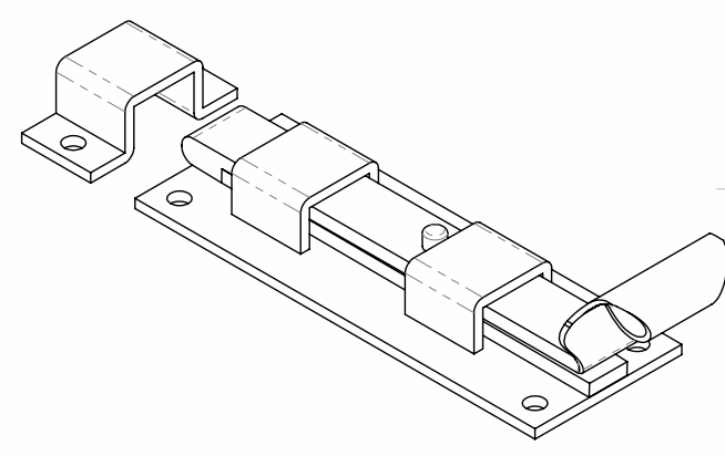 Door latch fishtail 150mm Pewter