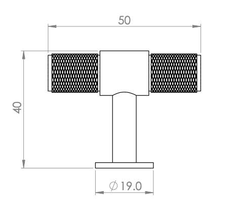 T-knop "Knurled" 50mm - Industrieel Design en Duurzaamheid