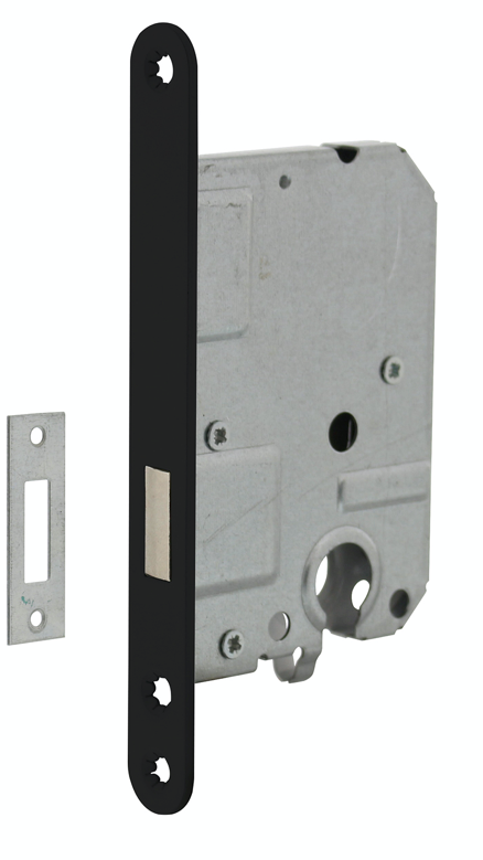 Cylinder cabinet lock 55mm black lacquered