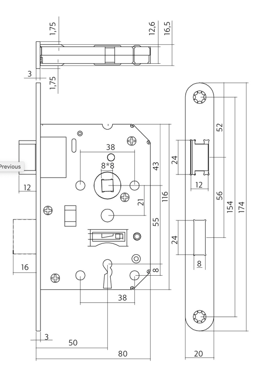 Keypad lock day and night lock PC size 55mm