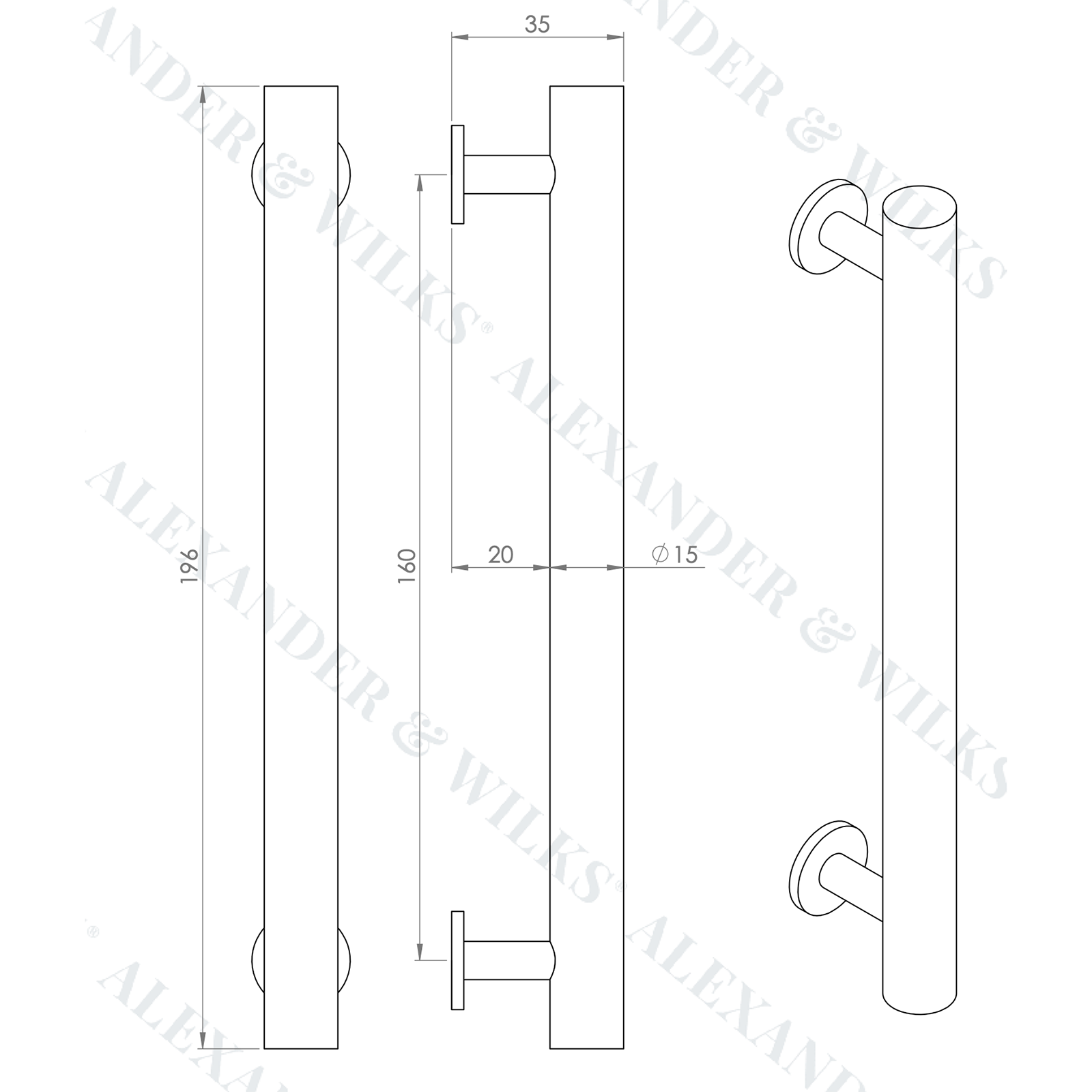 Stijlvolle "Leila" Meubelgreep 160mm - Massief Messing met Hamermotief