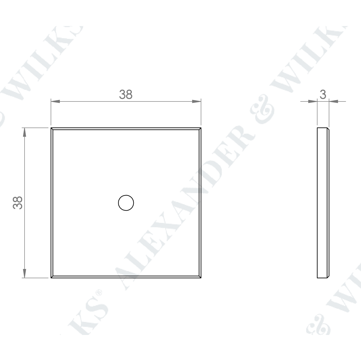 Quantock Back Plate for Furniture Knobs | 38x38 mm - Stylish Protection for Your Furniture