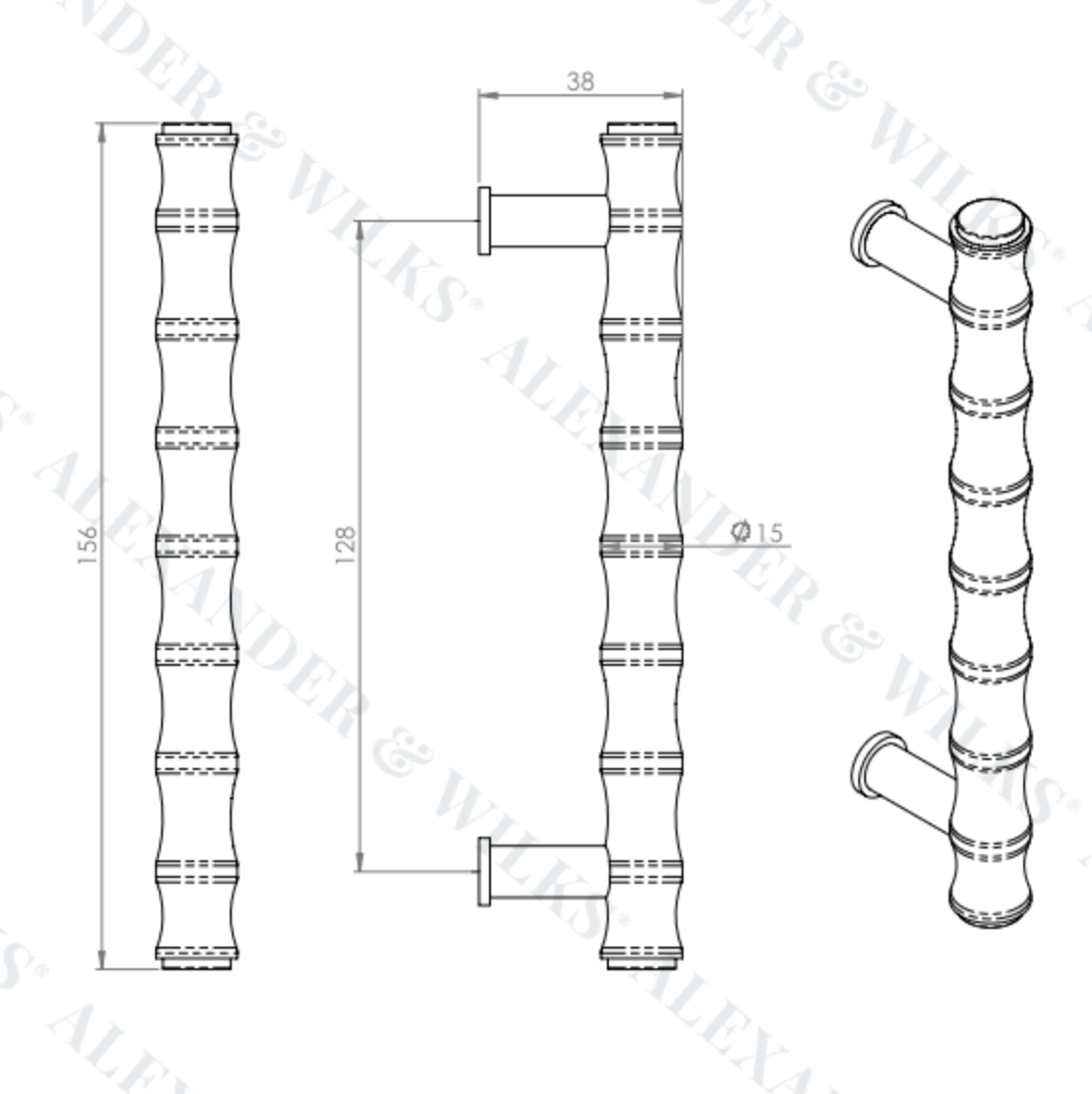 Crispin "Bamboo T-Bar": Cabinet Handle - Elegance and Durability