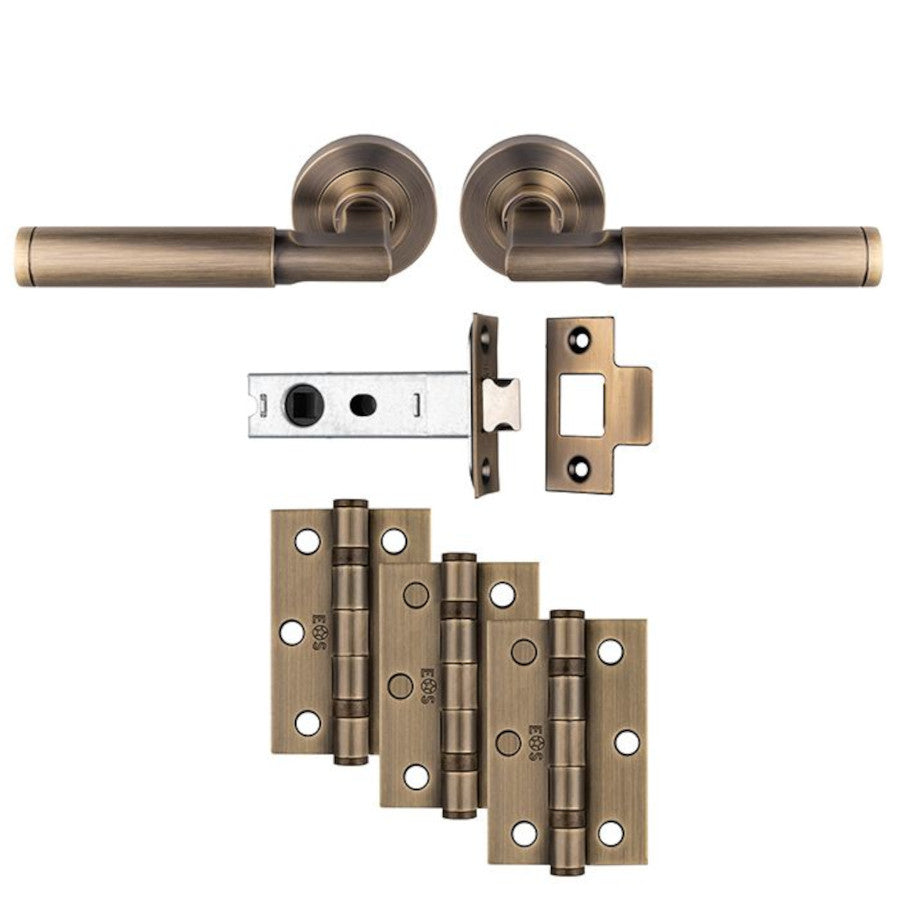 Door Hardware Set "Belas" - Stylish Complete Set in Black, Antique Brass, or Satin Nickel