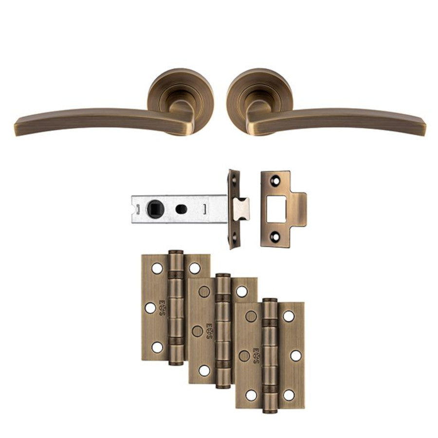 Door Hardware Set "Tavira" - Elegant Complete Set in Black, Antique Brass, Polished Chrome, or Satin Nickel