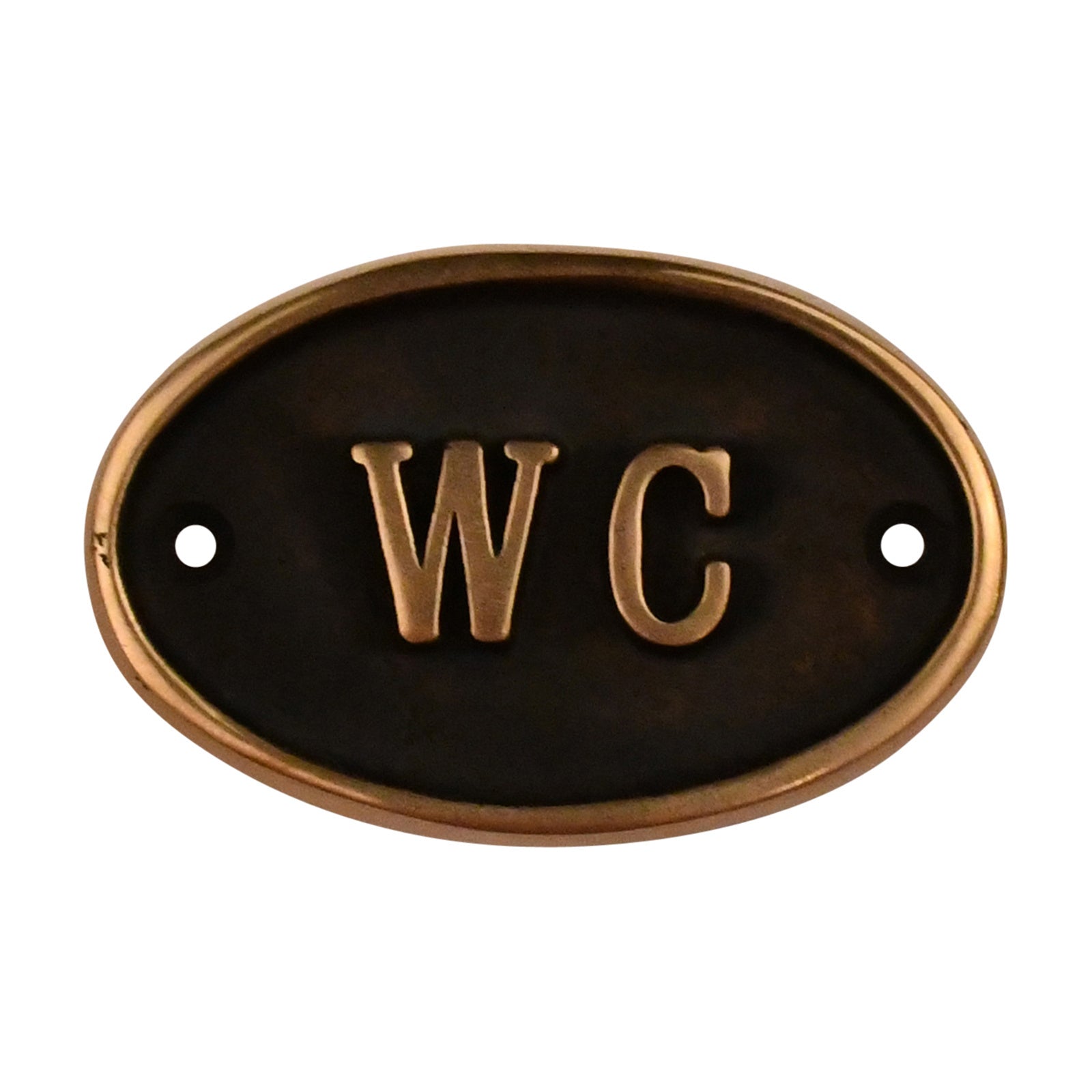 Brass Oval Door Sign "WC" - Vintage Style