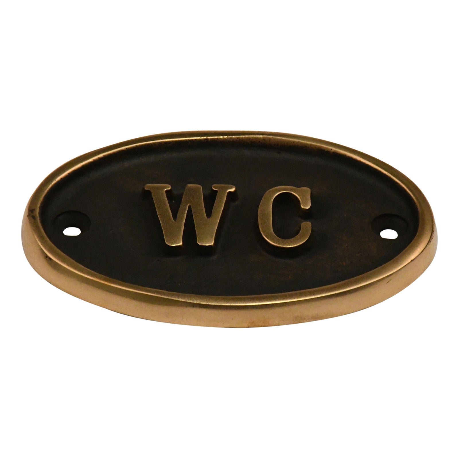 Brass Oval Door Sign "WC" - Vintage Style