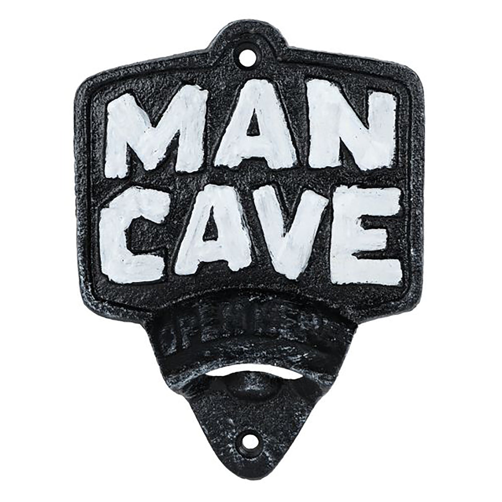 Gietijzeren Bieropener "Man Cave" - Antiek Zwart - 11,2x3,2x14,8 cm