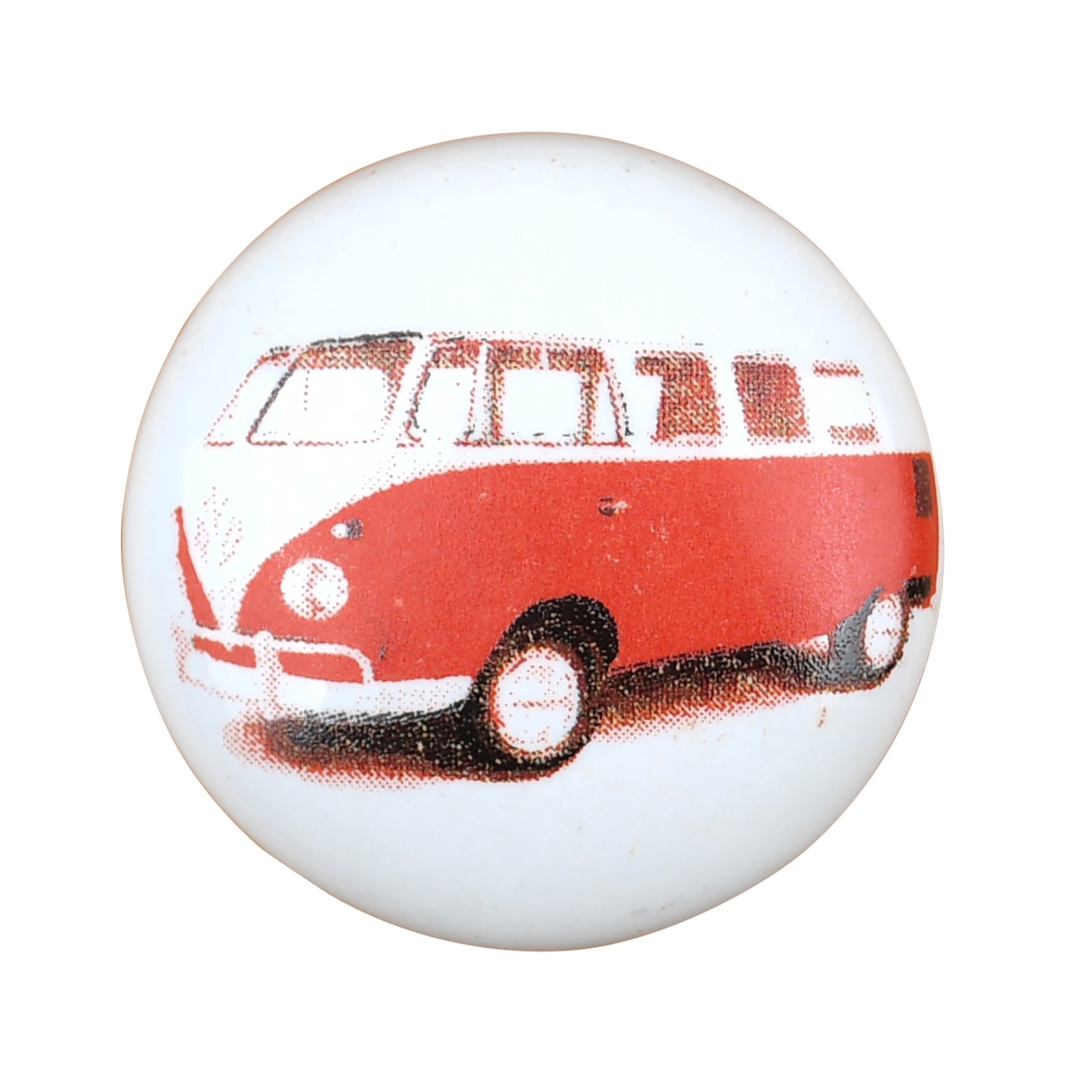 Meubelknop Rood-Wit Retro Busje - 38mm