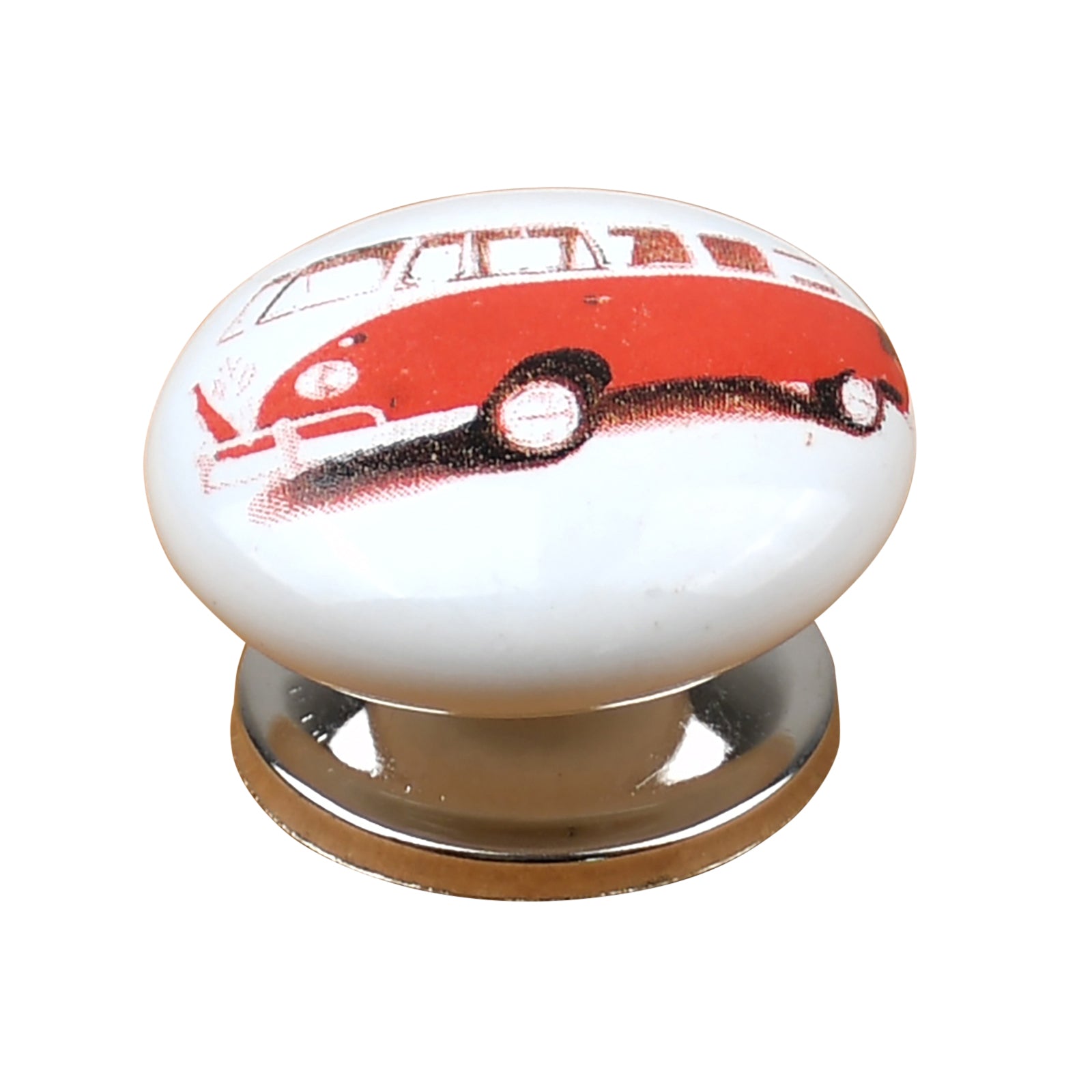 Meubelknop Rood-Wit Retro Busje - 38mm