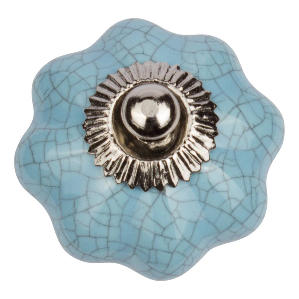 Furniture knob 42mm turquoise flower crackle